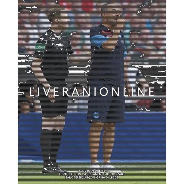 Audi Cup 2017 Semifinale Monaco di Baviera (Germania) - 01.08.2017 Atletico Madrid-Napoli Nella Foto: maurizio sarri zittisce godin dopo il fallo da espulsione /Ph.Vitez-Ag. Aldo Liverani