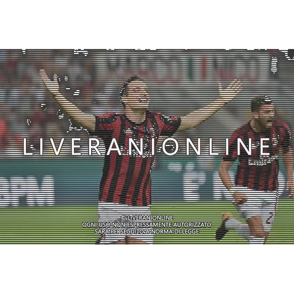 Milano 3-08-2017 Stadio Giuseppe Meazza - San Siro UEFA Europa League 3Â° turno preliminare - gara di ritorno Milan vs Universitatea Craiova nella foto Bonaventura segna 1 a 0 Milan foto Roberto Garavaglia - ag. Aldo Liverani sas