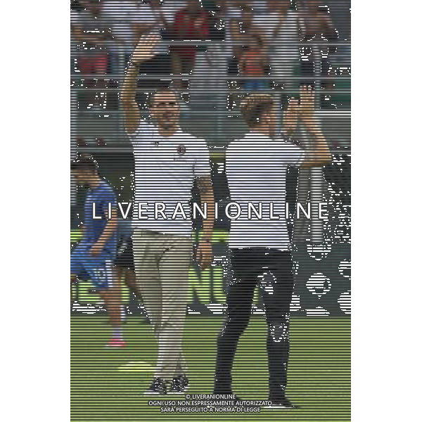 UEFA Europa League 2017/2018 Terzo Turno Eliminatorio Ritorno Milano - 03.08.2017 Milan-Universitatea Craiova Nella Foto:Presentazione a San Siro di Leonardo Bonucci e Lucas Biglia /Ph.Garbuio-Ag. Aldo Liverani