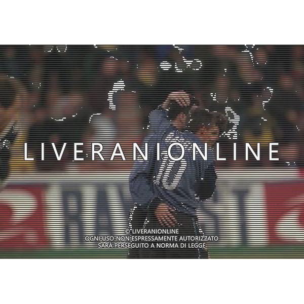 27-01-1999 MILANO-COPPA ITALIA TIM INTER LAZIO 5-2 NELLA FOTO ABBRACCI GIOCATORI INTER AG ALDO LIVERANI SAS