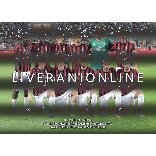 UEFA Europa League 2017/2018 Playoff Andata Milano - 17.03.2017 Milan-Shkendija Nella Foto:Milan Squadra Formazione Kessie,Zapata,Antonelli,Andre Silva,Donnarumma,Bonucci,Montolivo,Conti,Borini,Suso,Calhanoglu /Ph.Vitez-Ag. Aldo Liverani