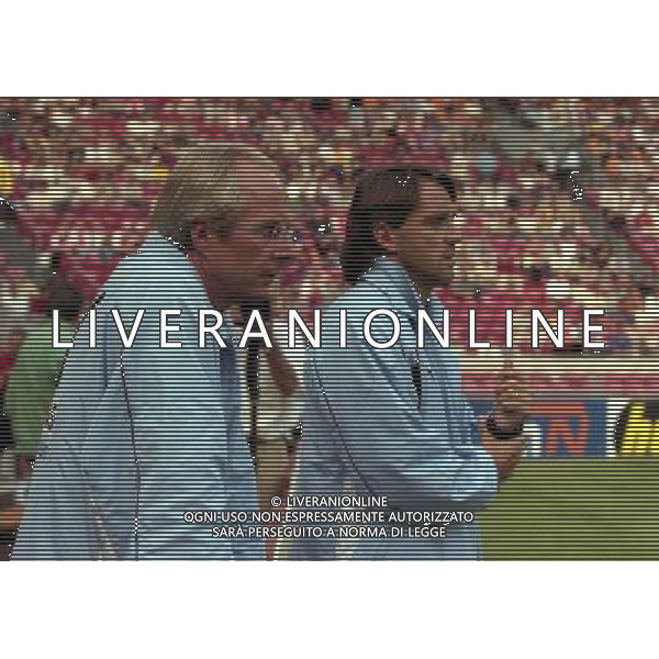 TORNEO DI AMSTERDAM 2000-2001 BARCELLONA LAZIO NELLA FOTO SVEN GORAN ERIKSSON E ROBERTO MANCINI AG ALDO LIVERANI SAS