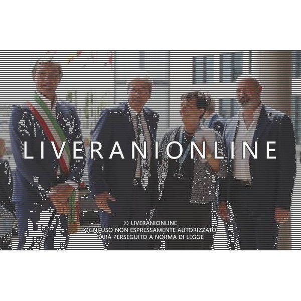 Rimini - XXXVIII Edizione Meeting per l\'Amicizia fra i Popoli 20/08/2017 nella foto: il presidente del consiglio Paolo Gentiloni Andrea Gnassi Emilia Guarnieri e Stefano Bonaccini ©Claudio Zamagni/Agenzia Aldo Liverani 