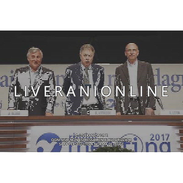 Rimini - XXXVIII Edizione Meeting per l\'Amicizia fra i Popoli 21/08/2017 nella foto: Antonio Tajani Gorgio Vittadini Enrico Letta ©Claudio Zamagni/Agenzia Aldo Liverani 