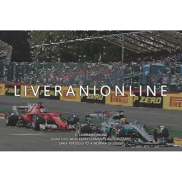Lewis Hamilton (GBR) Mercedes AMG F1 W08 leads Sebastian Vettel (GER) Ferrari SF70H. 27.08.2017. Formula 1 World Championship, Rd 12, Belgian Grand Prix, Spa Francorchamps, Belgium, Race Day. / AGENZIA ALDO LIVERANI SAS - ITALY ONLY EDITORIAL USE ONLY