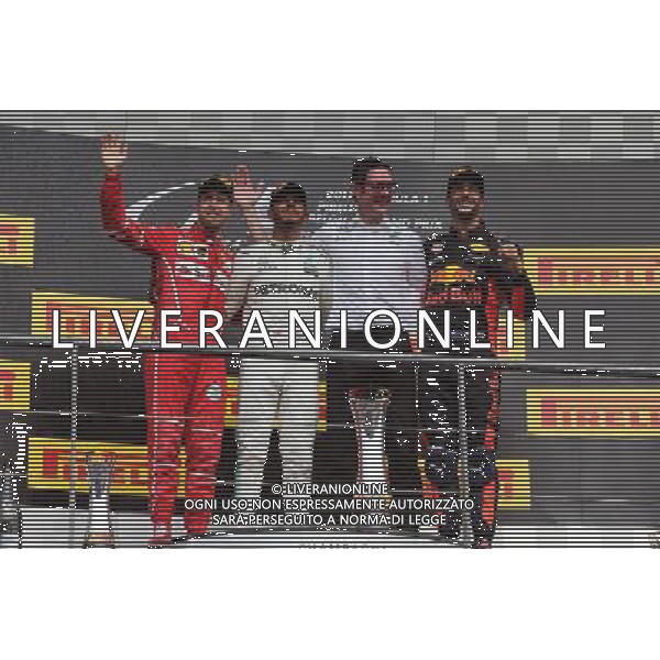 The podium (L to R): Sebastian Vettel (GER) Ferrari, second; Lewis Hamilton (GBR) Mercedes AMG F1, race winner; Daniel Ricciardo (AUS) Red Bull Racing, third. 27.08.2017. Formula 1 World Championship, Rd 12, Belgian Grand Prix, Spa Francorchamps, Belgium, Race Day. / AGENZIA ALDO LIVERANI SAS - ITALY ONLY EDITORIAL USE ONLY
