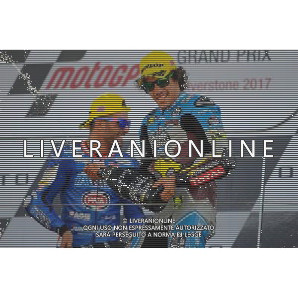 27.08.2017. Circuito di Silverstone, Towcester, Gran Bretagna.Mattia Pasini e franco Morbidelli FOTO G.PIAZZOLLA-AG ALDO LIVERANI SAS