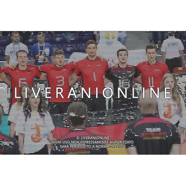 SZCZECIN, AZOTY ARENA 27.08.2017 CEV MISTRZOSTWA EUROPY W PILCE SIATKOWEJ MEZCZYZN LOTTO EUROVOLLEY POLAND 2017 CZECHY - NIEMCY CEV MENS VOLLEYBALL EUROPEAN CHAMPIONSHIP LOTTO EUROVOLLEY POLAND 2017 CZECH REPUBLIC - GERMANY NZ REPREZENTACJA NIEMIEC PODCZAS HYMNU / TEAM OF GERMANY DURING THE ANTHEM, DENYS KALIBERDA, RUBEN SCHOTT, CHRISTIAN FROMM, JULIAN ZENGER, LUKAS IMMANUEL KAMPA FOT. KRZYSZTOF CICHOMSKI / NEWSPIX.PL --- Newspix.pl AG ALDO LIVERANI SAS *** Local Caption *** www.newspix.pl mail us: info@newspix.pl call us: 0048 022 23 22 222 --- Polish Picture Agency by Ringier Axel Springer Poland