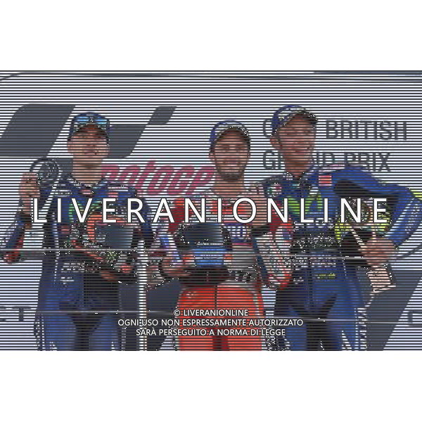 Silverstone United Kingdom 25.08.2017 Twelfth round MotoGP 2017 at the Silverstone Circuit, Andrea Dovizioso (Ducati Racing Team) Maverick Vinales (Movistar Yamaha) Valentino Rossi (Movistar Yamaha) photoPSP / Newspix.pl --- Newspix.pl POLAND OUT!!! AG ALDO LIVERANI SAS *** Local Caption *** www.newspix.pl mail us: info@newspix.pl call us: 0048 022 23 22 222 --- Polish Picture Agency by Ringier Axel Springer Poland