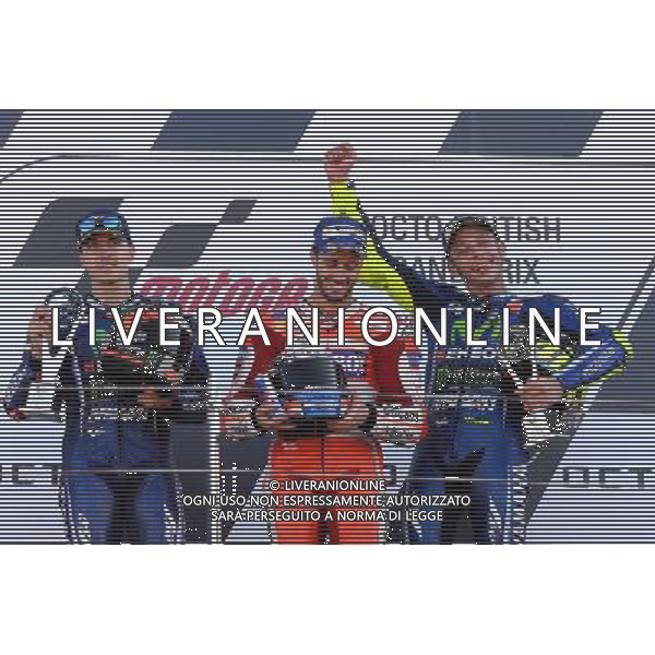 Silverstone United Kingdom 25.08.2017 Twelfth round MotoGP 2017 at the Silverstone Circuit, Andrea Dovizioso (Ducati Racing Team) Maverick Vinales (Movistar Yamaha) Valentino Rossi (Movistar Yamaha) photoPSP / Newspix.pl --- Newspix.pl POLAND OUT!!! AG ALDO LIVERANI SAS *** Local Caption *** www.newspix.pl mail us: info@newspix.pl call us: 0048 022 23 22 222 --- Polish Picture Agency by Ringier Axel Springer Poland