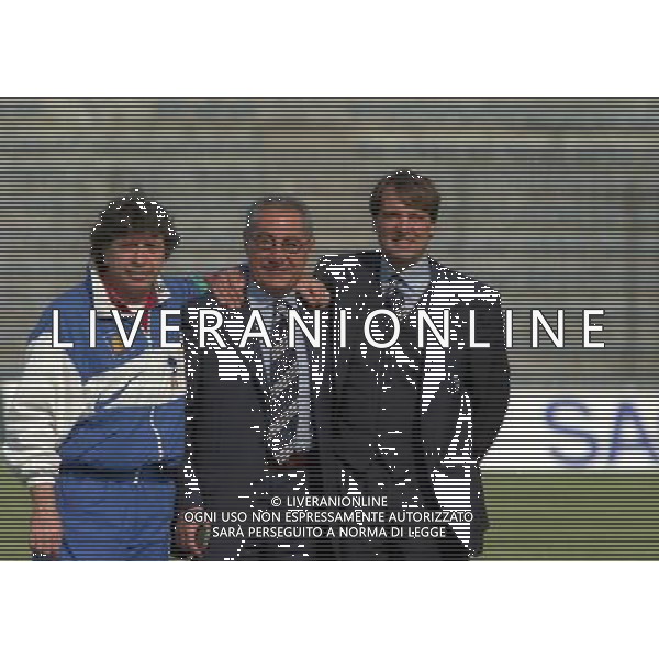 1997-1998 SASSUOLO -NAZIONALE ITALIANA UNDER 21-GALLES NELLA FOTO LUCA GIANNINI CON VINCENZO MARINELLI MARCO TARDELLI AG ALDO LIVERANI SAS