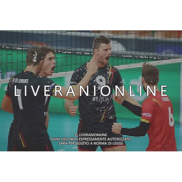 Katowice , Hala Spodek 31.08.2017 sport siatkowka Mistrzostwa Europy CEV 2017 Cwiercfinal 1/4 finalu Belgia - Wlochy NZ Bram Van Den Dries ( BEL ) Tomas Rousseaux ( BEL ) Pieter Verhees ( BEL ) Lowie Stuer ( BEL ) radosc FOT Michal Nowak / Newspix.pl Katowice , Spodek\'s Hall 31.08.2017 sport volleyball 2017 CEV Volleyball European Championship - Men Quarter-final 1/4 Italy - Belgium photo by Michal Nowak / Newspix.pl --- Newspix.pl AG ALDO LIVERANI SAS ONLY ITALY *** Local Caption *** www.newspix.pl mail us: info@newspix.pl call us: 0048 022 23 22 222 --- Polish Picture Agency by Ringier Axel Springer Poland