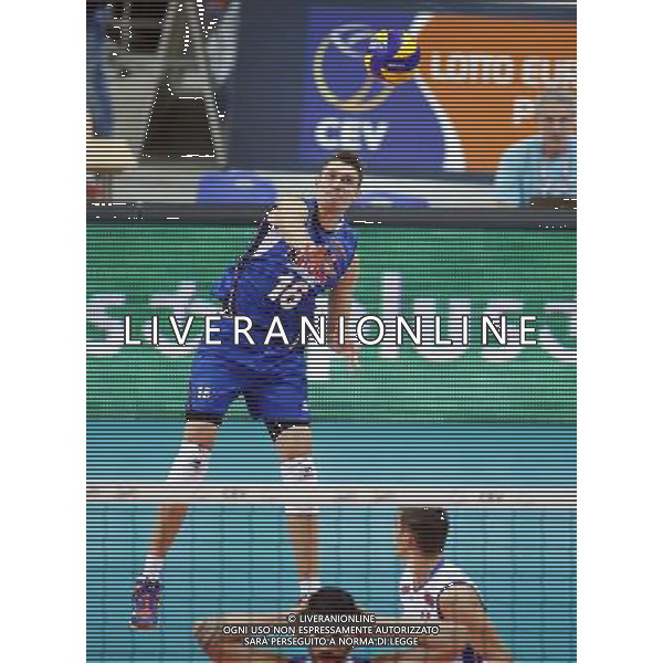 KATOWICE HALA SPODEK 31.08.2017 LOTTO EUROVOLLEY 2017 MECZ MISTRZOSTW EUROPY 2017 SIATKOWKA 1/4 FINALU BELGIA (czarne) - WLOCHY (niebieskie) NZ Oleg Antonov . FOT TOMASZ WANTULA / NEWSPIX.PL KATOWICE SPODEK 31.08.2017 VOLEYYBALL MEN\'S CHAMPIONSCHIP LOTTO EUROVOLLEY POLAND 2017 QUARTERFINAL BELGIUM - ITALY TOMASZ WANTULA / NEWSPIX.PL --- Newspix.pl AG ALDO LIVERANI SAS ONLY ITALY *** Local Caption *** www.newspix.pl mail us: info@newspix.pl call us: 0048 022 23 22 222 --- Polish Picture Agency by Ringier Axel Springer Poland