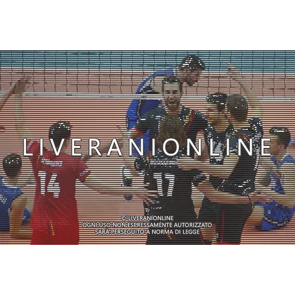 KATOWICE HALA SPODEK 31.08.2017 LOTTO EUROVOLLEY 2017 MECZ MISTRZOSTW EUROPY 2017 SIATKOWKA 1/4 FINALU BELGIA (czarne) - WLOCHY (niebieskie) NZ radosc siatkarzy Belgii . FOT TOMASZ WANTULA / NEWSPIX.PL KATOWICE SPODEK 31.08.2017 VOLEYYBALL MEN\'S CHAMPIONSCHIP LOTTO EUROVOLLEY POLAND 2017 QUARTERFINAL BELGIUM - ITALY TOMASZ WANTULA / NEWSPIX.PL --- Newspix.pl AG ALDO LIVERANI SAS ONLY ITALY *** Local Caption *** www.newspix.pl mail us: info@newspix.pl call us: 0048 022 23 22 222 --- Polish Picture Agency by Ringier Axel Springer Poland