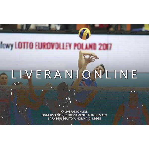 KATOWICE HALA SPODEK 31.08.2017 LOTTO EUROVOLLEY 2017 MECZ MISTRZOSTW EUROPY 2017 SIATKOWKA 1/4 FINALU BELGIA (czarne) - WLOCHY (niebieskie) NZ Daniele Mazzone . FOT TOMASZ WANTULA / NEWSPIX.PL KATOWICE SPODEK 31.08.2017 VOLEYYBALL MEN\'S CHAMPIONSCHIP LOTTO EUROVOLLEY POLAND 2017 QUARTERFINAL BELGIUM - ITALY TOMASZ WANTULA / NEWSPIX.PL --- Newspix.pl AG ALDO LIVERANI SAS ONLY ITALY *** Local Caption *** www.newspix.pl mail us: info@newspix.pl call us: 0048 022 23 22 222 --- Polish Picture Agency by Ringier Axel Springer Poland