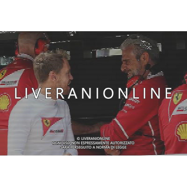 (L to R): Sebastian Vettel (GER) Ferrari with Maurizio Arrivabene (ITA) Ferrari Team Principal. 01.09.2017. Formula 1 World Championship, Rd 13, Italian Grand Prix, Monza, Italy, Practice Day. AG ALDO LIVERANI SAS ONLY ITALY