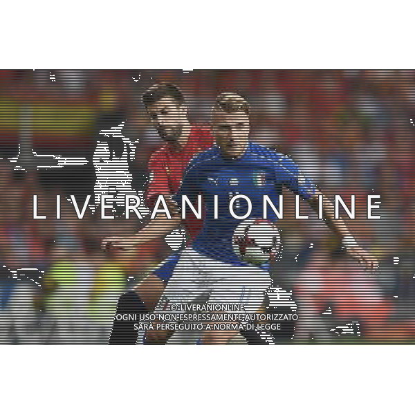 Qualificazioni al Campionato Mondiale FIFA Russia 2018 Gruppo G Madrid (Spagna) - 02.09.2017 Spagna-Italia Nella Foto:Ciro Immobile - Gerard Pique /Ag. Aldo Liverani