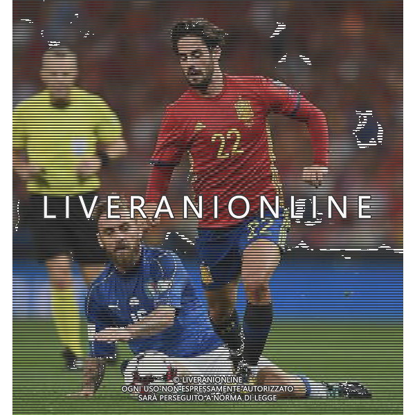 Qualificazioni al Campionato Mondiale FIFA Russia 2018 Gruppo G Madrid (Spagna) - 02.09.2017 Spagna-Italia Nella Foto:Isco - Daniele De Rossi /Ag. Aldo Liverani
