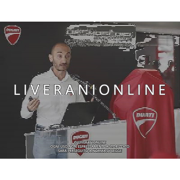 Motomondiale Gran Premio Tribul Mastercard di San Marino e della Riviera di Rimini 07/09/2017 nella foto: Claudio Domenicali presenta il nuovo motore desmosedici stradale ©Claudio Zamagni/Agenzia Aldo Liverani Claudio Domenicali presents new Desmosedici engine during MotoGP Tribul Mastercard of San Marino on September 07, 2017 at Misano World Circuit Marco Simoncelli Misano Adriatico Italy photo credit by Claudio Zamagni/Aldo Liverani Photo Agency 