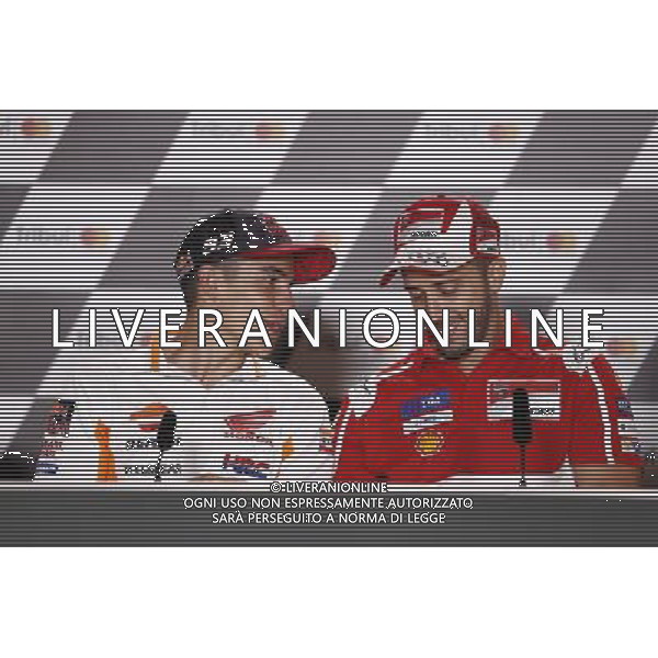 Motomondiale Gran Premio Tribul Mastercard di San Marino e della Riviera di Rimini 07/09/2017 nella foto: Marc Maruez (Repsol Honda Team) Andrea Dovizioso (Ducati Official Team) ©Claudio Zamagni/Agenzia Aldo Liverani Marc Maruez (Repsol Honda Team) Andrea Dovizioso (Ducati Official Team) during MotoGP Tribul Mastercard of San Marino on September 07, 2017 at Misano World Circuit Marco Simoncelli Misano Adriatico Italy photo credit by Claudio Zamagni/Aldo Liverani Photo Agency 
