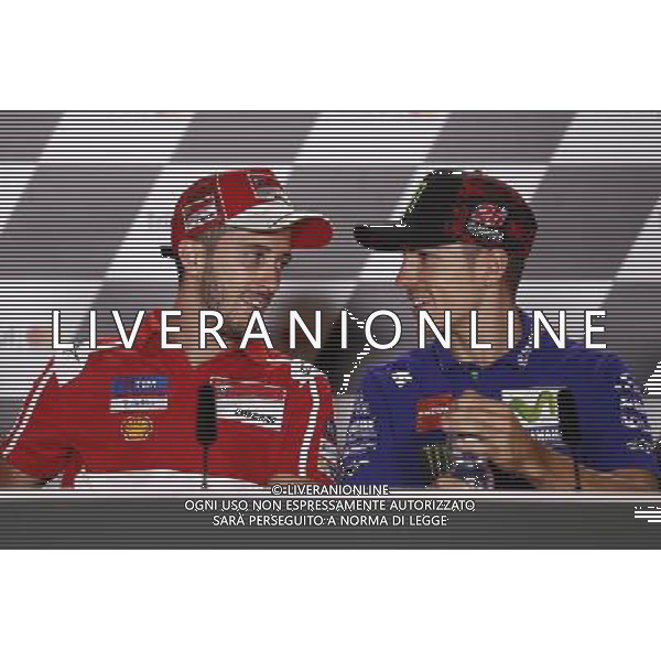 Motomondiale Gran Premio Tribul Mastercard di San Marino e della Riviera di Rimini 07/09/2017 nella foto: Andrea Dovizioso (Ducati Official Team) Maverick Vinales (Yamaha MotoGP Official Team) ©Claudio Zamagni/Agenzia Aldo Liverani Andrea Dovizioso (Ducati Official Team) Maverick Vinales (Yamaha MotoGP Official Team) during MotoGP Tribul Mastercard of San Marino on September 07, 2017 at Misano World Circuit Marco Simoncelli Misano Adriatico Italy photo credit by Claudio Zamagni/Aldo Liverani Photo Agency 