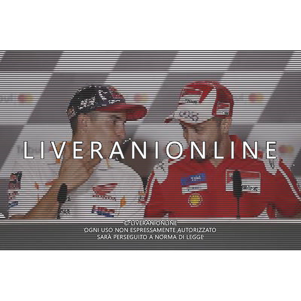 Motomondiale Gran Premio Tribul Mastercard di San Marino e della Riviera di Rimini 07/09/2017 nella foto: Marc Maruez (Repsol Honda Team) Andrea Dovizioso (Ducati Official Team) ©Claudio Zamagni/Agenzia Aldo Liverani Marc Maruez (Repsol Honda Team) Andrea Dovizioso (Ducati Official Team) during MotoGP Tribul Mastercard of San Marino on September 07, 2017 at Misano World Circuit Marco Simoncelli Misano Adriatico Italy photo credit by Claudio Zamagni/Aldo Liverani Photo Agency 