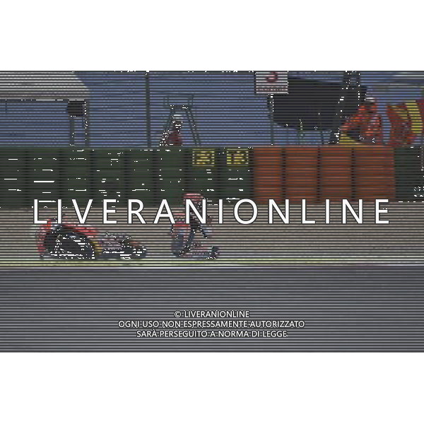 10.09.2017. Misano World Circuit, Misano, Italia. scivolata di Marc Marquez durante il warmup FOTO G.PIAZZOLLA-AG ALDO LIVERANI SAS