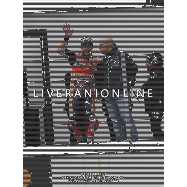 Misano Adriatico ( RN ) 10/09/2017 Misano World Circuit Marco Simoncelli. Gran Premio Tribul Mastercard di San Marino e della Riviera di Rimini 2017 - MOTOGP Premiazione Nella foto: 2 Class. Danilo Petrucci ( ITA ) su DUCATI, il vincitore Marc Marquez ( ESP ) su HONDA e 3 Class. Andrea Dovizioso ( ITA ) su DUCATI sul podio PH Lauro Montagnini AG ALDO LIVERANI SAS