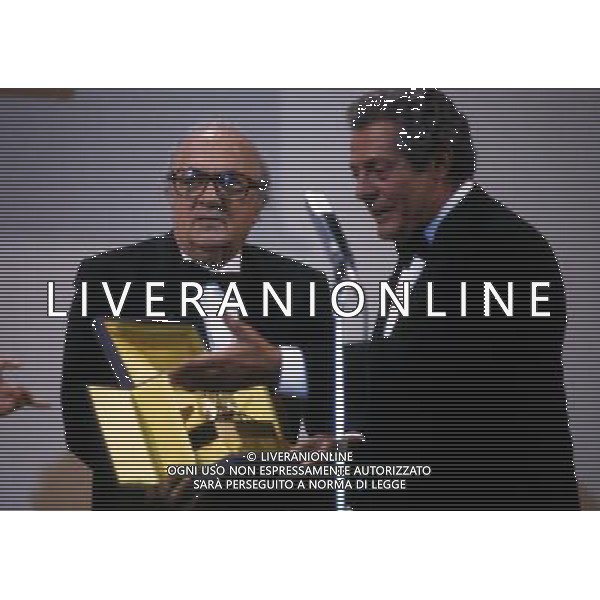 Federico Fellini regista, sceneggiatore, scrittore e fumettista italiano - Retrospettiva nella foto con Marcello Mastroianni nel 1990 © Archivio / AGENZIA ALDO LIVERANI SAS 
