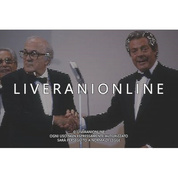 Federico Fellini regista, sceneggiatore, scrittore e fumettista italiano - Retrospettiva nella foto con Marcello Mastroianni nel 1990 © Archivio / AGENZIA ALDO LIVERANI SAS 