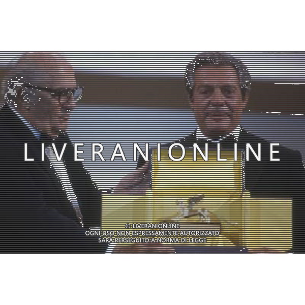 Federico Fellini regista, sceneggiatore, scrittore e fumettista italiano - Retrospettiva nella foto con Marcello Mastroianni nel 1990 © Archivio / AGENZIA ALDO LIVERANI SAS 