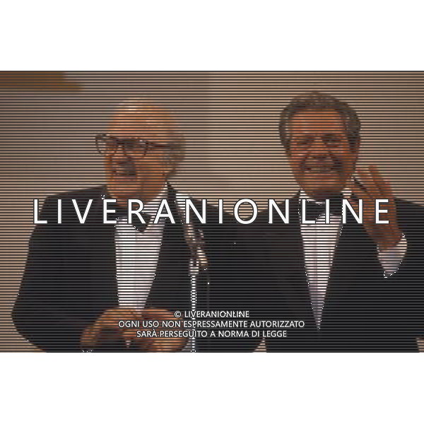 Federico Fellini regista, sceneggiatore, scrittore e fumettista italiano - Retrospettiva nella foto con Marcello Mastroianni nel 1990 © Archivio / AGENZIA ALDO LIVERANI SAS 