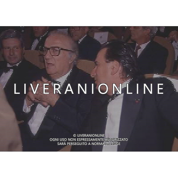 Federico Fellini regista, sceneggiatore, scrittore e fumettista italiano - Retrospettiva nella foto con Paolo Portoghesi nel 1990 © Archivio / AGENZIA ALDO LIVERANI SAS 