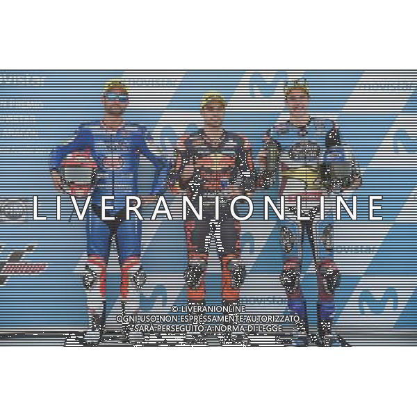 23.09.2017. Motorland Aragon, Alcaniz, Spagna.Mattia Pasini, Miguel Oliveira, Alex Marquez FOTO G.PIAZZOLLA-AG ALDOL IVERANI SAS