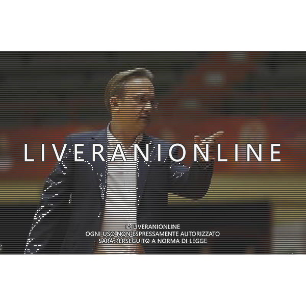 Prozis Supercoppa 23/09/2017 Umana Reyer Venezia - Banco di Sardegna Sassari nella foto: Coach Pasquini Federico Â©Claudio Zamagni/Agenzia Aldo Liverani Coach Pasquini Federico during Italian Basketball Prozis supercup 2017 - Umana Reyer Venezia vs Banco di Sardegna Sassari at Unieuro Arena ForlÃ¬, on september 23, 2017 photo credit by Claudio Zamagni/Aldo Liverani Photo Agency/ AGENZIA ALDO LIVERANI SAS - Umana Reyer Venezia - Banco di Sardegna Sassari Basket Prozis Supercoppa Forli\' 23/09/2017 