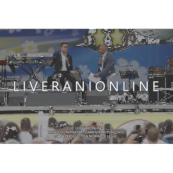 Rimini - Italia 5 stelle 24/09/2017 nella foto: Luigi Di Maio sul palco con Gianluigi Paragone Â©Claudio Zamagni/Agenzia Aldo Liverani / AGENZIA ALDO LIVERANI SAS - Rimini - Italia Movimento 5 stelle - La tre giorni di kermesse del Movimento 5 stelle a Rimini - per proclamare il vincitore delle primarie online del M5S per scegliere il candidato premier 22/24 settembre 2017 