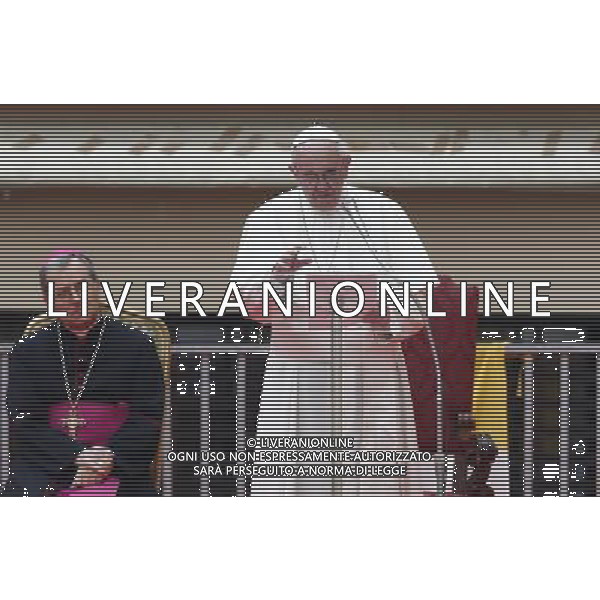 Cesena - visita di Papa Francesco 01/10/2017 nella foto: Papa Francesco Â©Claudio Zamagni/Agenzia Aldo Liverani Pope Francis speaks to people in Piazza del Popolo during the visit in Cesena city on October 01 2017 