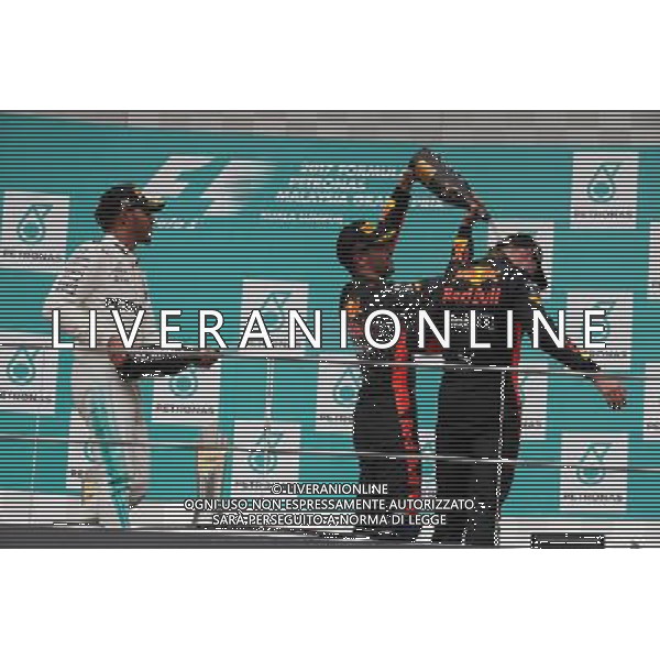 1st place Max Verstappen (NLD) Red Bull Racing with 2nd place Lewis Hamilton (GBR) Mercedes AMG F1 W08 and 3rd place Daniel Ricciardo (AUS) Red Bull Racing. 01.10.2017. Formula 1 World Championship, Rd 15, Malaysian Grand Prix, Sepang, Malaysia, Sunday. AG ALDO LIVERANI SAS ONLY ITALY