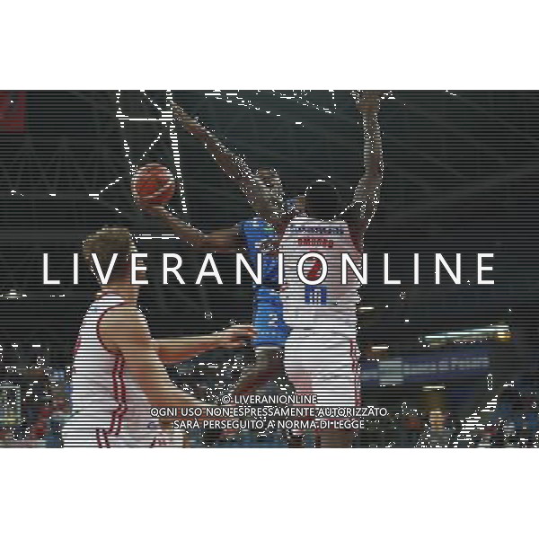 Lega Basket serie A 01/10/2017 V L Pallacanestro Pesaro - Germani Basket Brescia nella foto: Moore Lee Omogbo Emmanuel ©Claudio Zamagni/Agenzia Aldo Liverani Moore Lee Omogbo Emmanuel during basketball match between V L Pallacanestro Pesaro and Gremani Basket Brescia at Adriatic Arena in Pesaro on October 1 2017 photo credit by Claudio Zamagni/Aldo Liverani Photo Agency