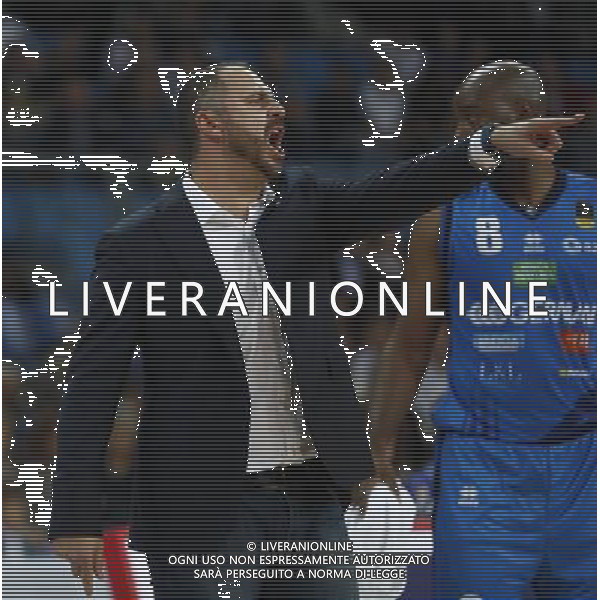 Lega Basket serie A 01/10/2017 V L Pallacanestro Pesaro - Germani Basket Brescia nella foto: Diana Andrea Coach ©Claudio Zamagni/Agenzia Aldo Liverani Diana Andrea Coach during basketball match between V L Pallacanestro Pesaro and Gremani Basket Brescia at Adriatic Arena in Pesaro on October 1 2017 photo credit by Claudio Zamagni/Aldo Liverani Photo Agency