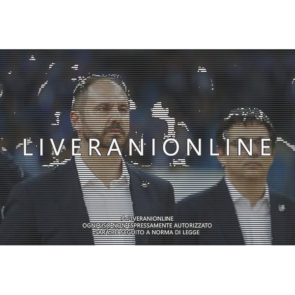 Lega Basket serie A 01/10/2017 V L Pallacanestro Pesaro - Germani Basket Brescia nella foto: Diana Andrea Coach e Massimiliano Giannoni ©Claudio Zamagni/Agenzia Aldo Liverani Diana Andrea Coach and Massimiliano Giannoni during basketball match between V L Pallacanestro Pesaro and Gremani Basket Brescia at Adriatic Arena in Pesaro on October 1 2017 photo credit by Claudio Zamagni/Aldo Liverani Photo Agency