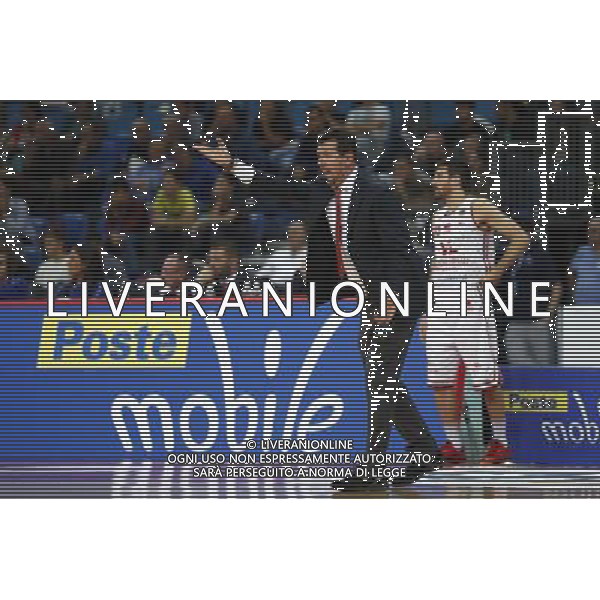 Lega Basket serie A 01/10/2017 V L Pallacanestro Pesaro - Germani Basket Brescia nella foto: Coach Spiro Leka ©Claudio Zamagni/Agenzia Aldo Liverani Coach Spiro Leka during basketball match between V L Pallacanestro Pesaro and Gremani Basket Brescia at Adriatic Arena in Pesaro on October 1 2017 photo credit by Claudio Zamagni/Aldo Liverani Photo Agency
