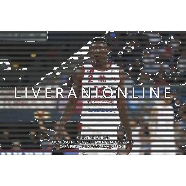 Lega Basket serie A 01/10/2017 V L Pallacanestro Pesaro - Germani Basket Brescia nella foto: Omogbo Emmanuel ©Claudio Zamagni/Agenzia Aldo Liverani Omogbo Emmanuel during basketball match between V L Pallacanestro Pesaro and Gremani Basket Brescia at Adriatic Arena in Pesaro on October 1 2017 photo credit by Claudio Zamagni/Aldo Liverani Photo Agency