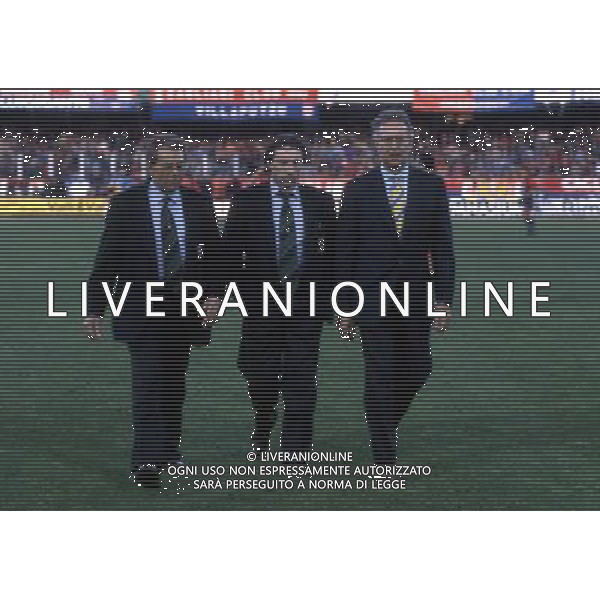 RETROSPETTIVA GIAMPIERO MARINI CALCIATORE NELLA FOTO GIAMPIERO MARINI CON CAMILLO CEDRATI E MAGGIORELLI AG ALDO LIVERANI SAS