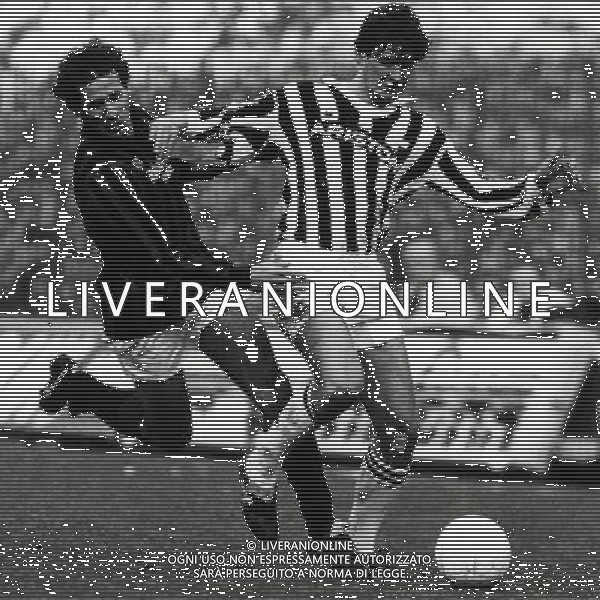 RETROSPETTIVA ALDO SERENA CALCIATORE NELLA FOTO ALDO SERENA CON LA MAGLIA DELLA JUVENTUS E FRANCO BARESI AG ALDO LIVERANI SAS
