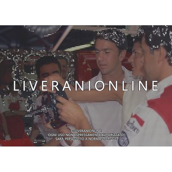 05-09-1997 GP MONZA F1 NELLA FOTO ALESSANDRO COSTACURTA E LA MOGLIE MARTINA COLOMBARI NEI BOX AG ALDO LIVERANI SAS