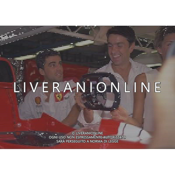 05-09-1997 GP MONZA F1 NELLA FOTO ALESSANDRO COSTACURTA E LA MOGLIE MARTINA COLOMBARI NEI BOX AG ALDO LIVERANI SAS