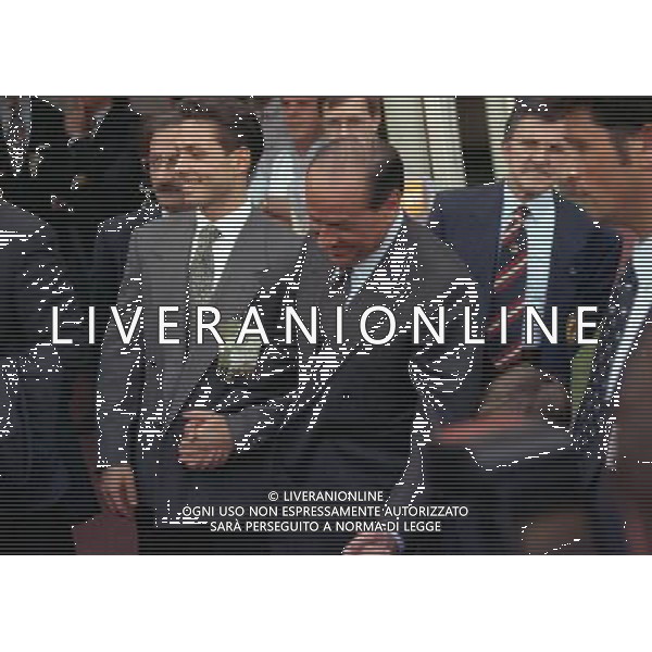 24-05-1995 VIENNA FINALE DI CHAMPIONS LEAGUE MILAN AJAX 0-1 NELLA FOTO SILVIO BERLUSCONI CON IL FIGLIO PIERSILVIO AG ALDO LIVERANI SAS