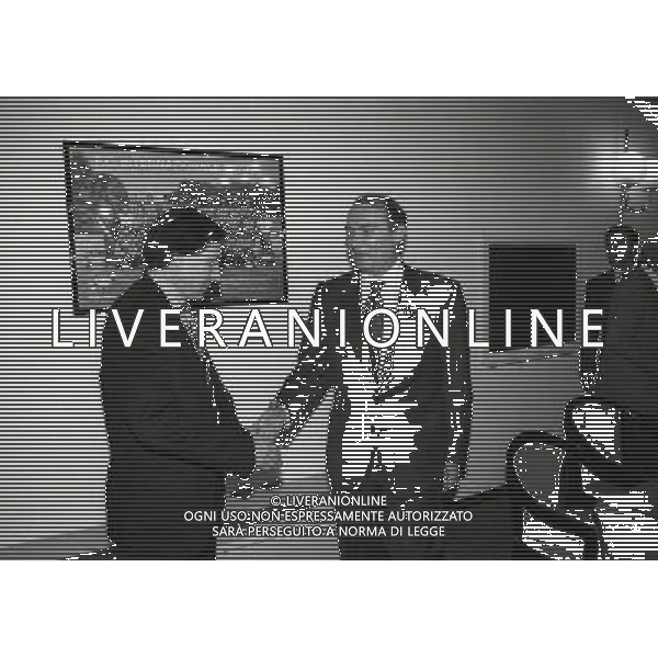 1993-1994 PRESENTAZIONE DEL NUOVO ALLENATO DELL\'INTER GIAMPIERO MARINI NELLA FOTO GIAMPIERO MARINI CON ERNSTO PELLEGRINI AG ALDO LIVERANI SAS