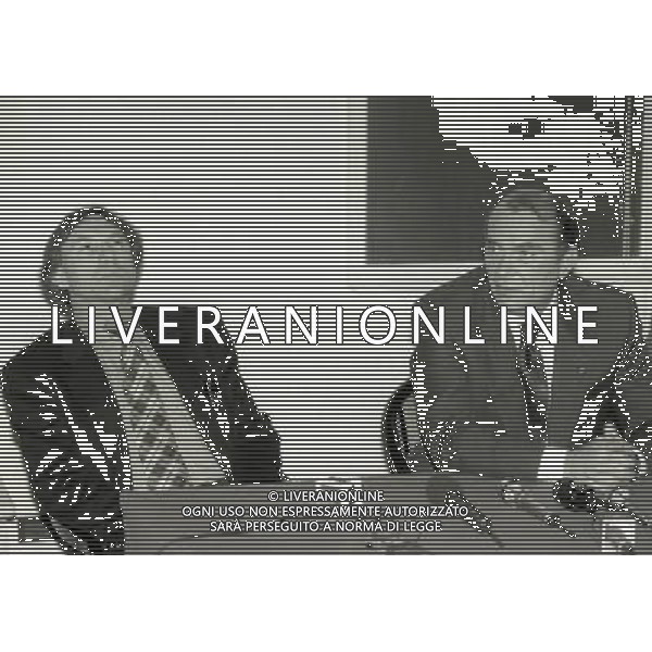 1993-1994 PRESENTAZIONE DEL NUOVO ALLENATO DELL\'INTER GIAMPIERO MARINI NELLA FOTO GIAMPIERO MARINI CON ERNESTO PELLEGRINI AG ALDO LIVERANI SAS